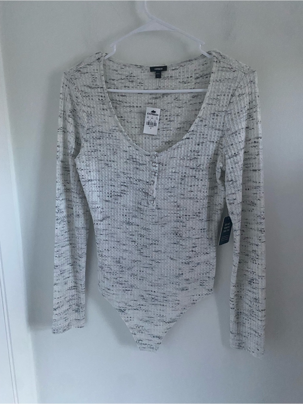 NWT Express Long Sleeve Heathered Scoop Neck Bodysuit